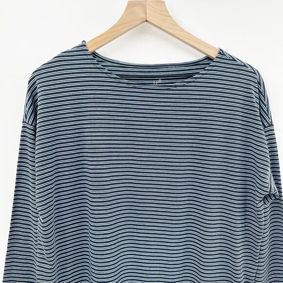 J. Jill‎ Luxe Supima Cotton Tunic Top in Navy Blue Stripe Size Medium Petite - Picture 3 of 6
